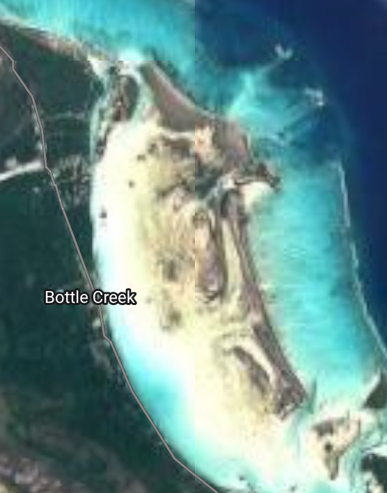 Aerial view of Bottle Creek and surrounding flats